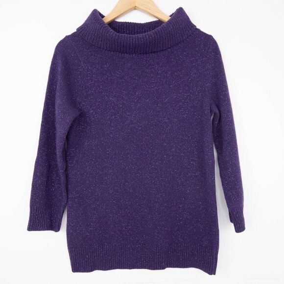 NWOT vineyard vines Lambswool Cashmere Cowl neck‎ Sweater, sparkly Purple, Small - Picture 1 of 11